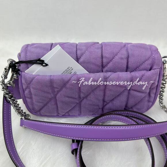 Coach Hailey Flap Bag Shoulder/Crossbody In Quilted Denim/Silver/Iris CBI88 NWT - Picture 4 of 11